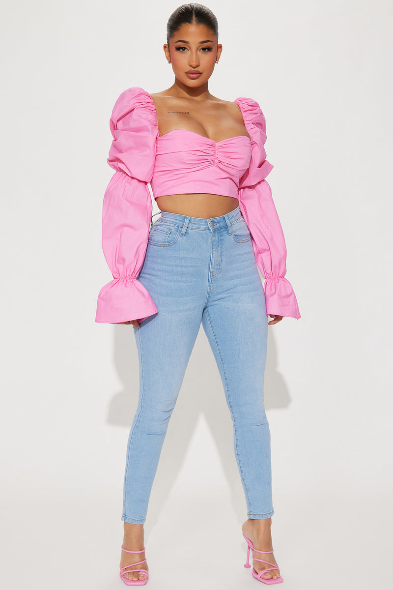 Secret Diary Poplin Corset Top - Pink
