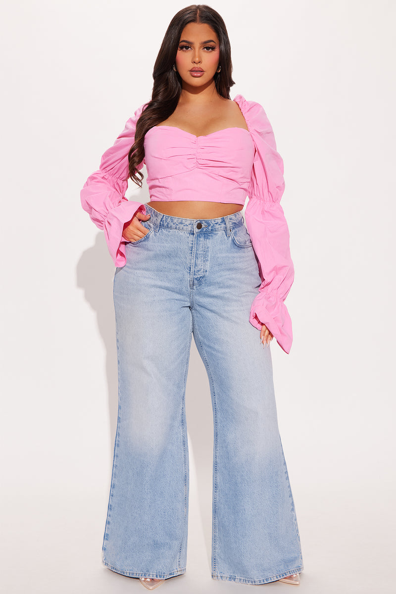 Secret Diary Poplin Corset Top - Pink