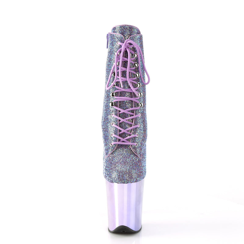 FLAMINGO-1020CHRS Pleaser Lavender Bling Exotic Dancing Chrome Platform Ankle Boots