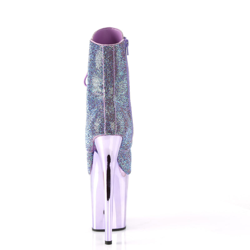 FLAMINGO-1020CHRS Pleaser Lavender Bling Exotic Dancing Chrome Platform Ankle Boots