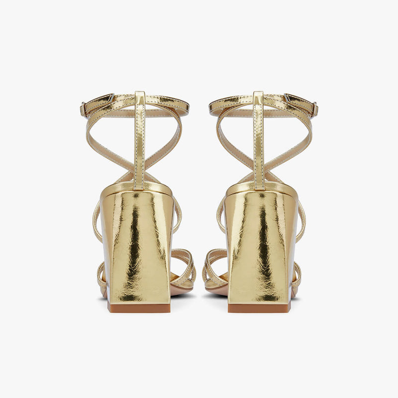 *ADAGIO - gold foil strappy sandals