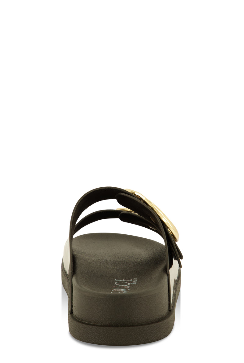 Double Buckle Band Footbed Sandals