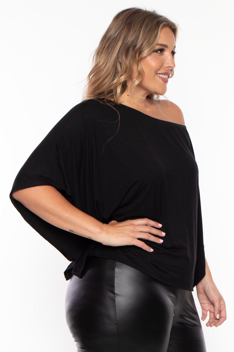 Plus Size Tori Off The Shoulder Top - Black