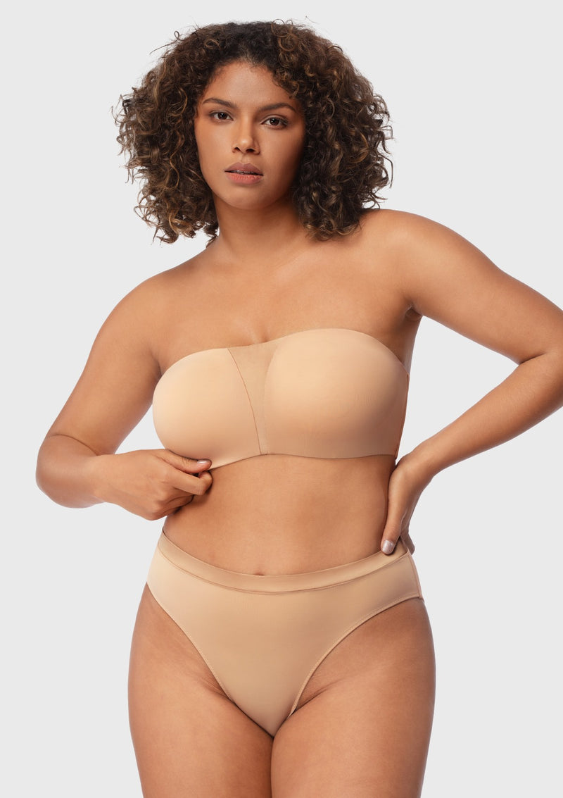 Fiery Unlined Seamless Comfort Underwire Plus Size Bandeau Strapless Bra