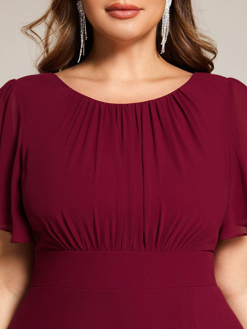 pretty GIGI|Plus Size Asymmetric Hem Short Sleeve Round Neckline Chiffon Bridesmaid Dress