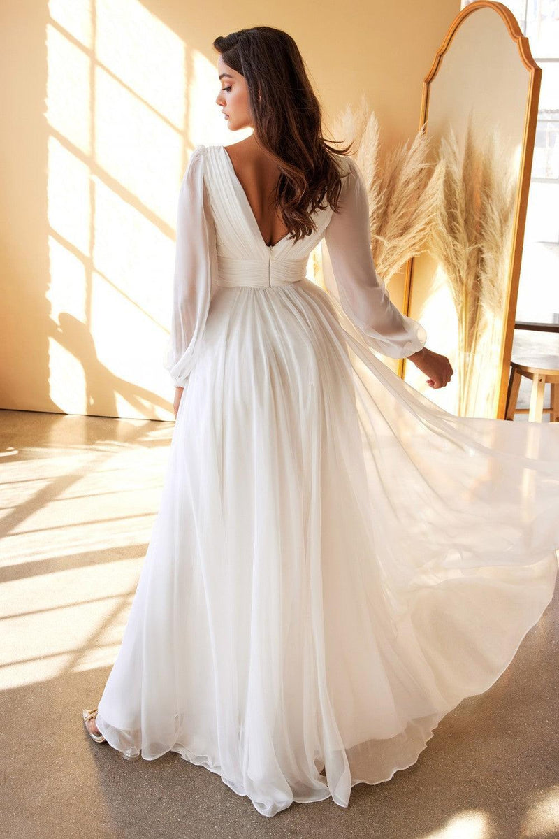 Cinderella Divine CD0192W Flowy Long Plus Size A Line Wedding Dress