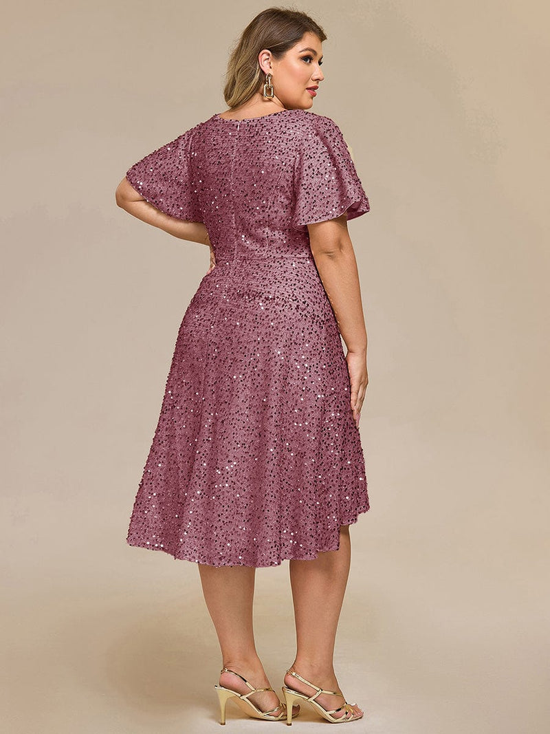 pretty CALISTEA|Plus Size Sequin Ruffle Sleeve Formal Dress