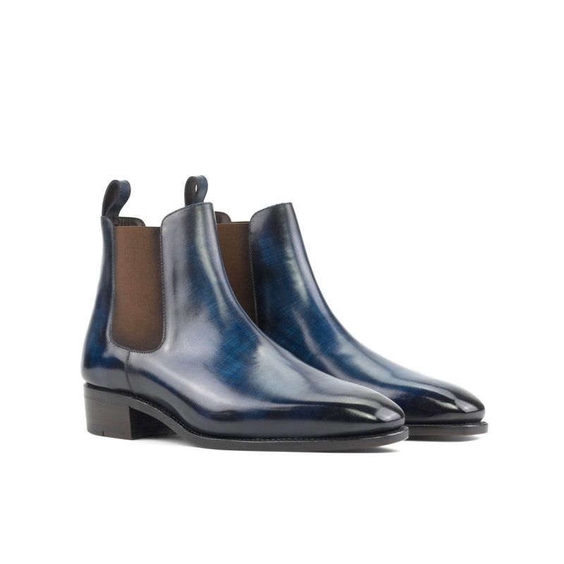 Men's Chelsea Boots Classic Patina Leather Goodyear Welt Wide Plus Size Blue 5416