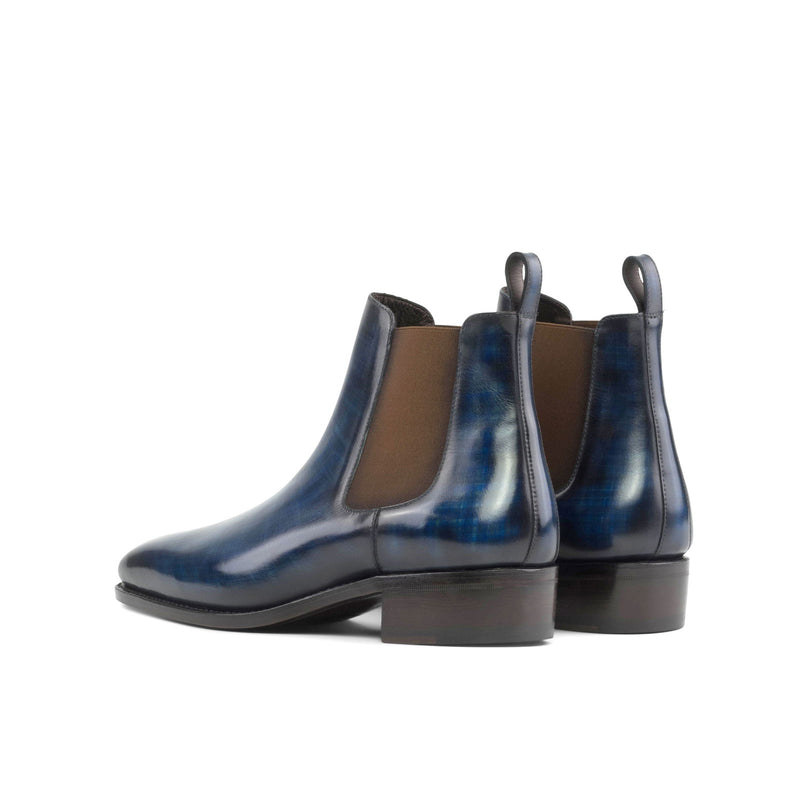 Men's Chelsea Boots Classic Patina Leather Goodyear Welt Wide Plus Size Blue 5416