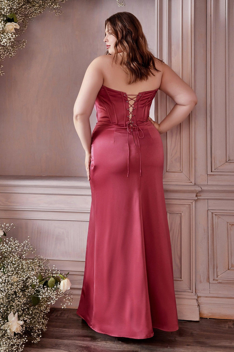 Cinderella Divine CD7484C Off Shoulder Long Plus Size Prom Dress