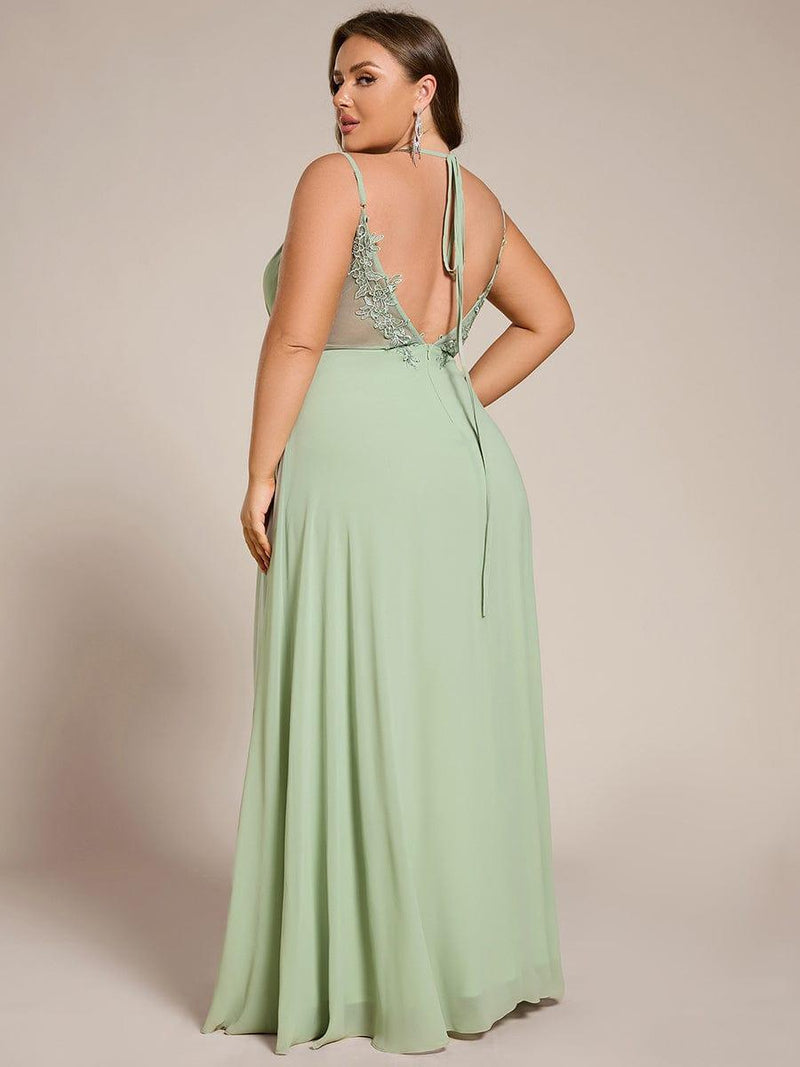 pretty RUBY|Plus Size Convertible Lace-Up Chiffon Bridesmaid Dress
