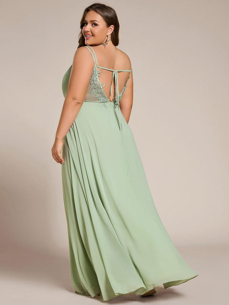 pretty RUBY|Plus Size Convertible Lace-Up Chiffon Bridesmaid Dress