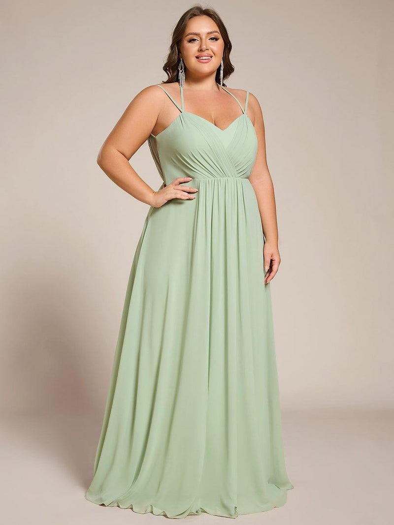 pretty RUBY|Plus Size Convertible Lace-Up Chiffon Bridesmaid Dress