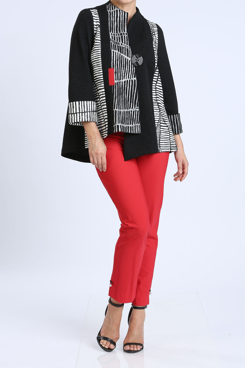 Plus Size Ladder Fukuro Color Block One-Button Jacket