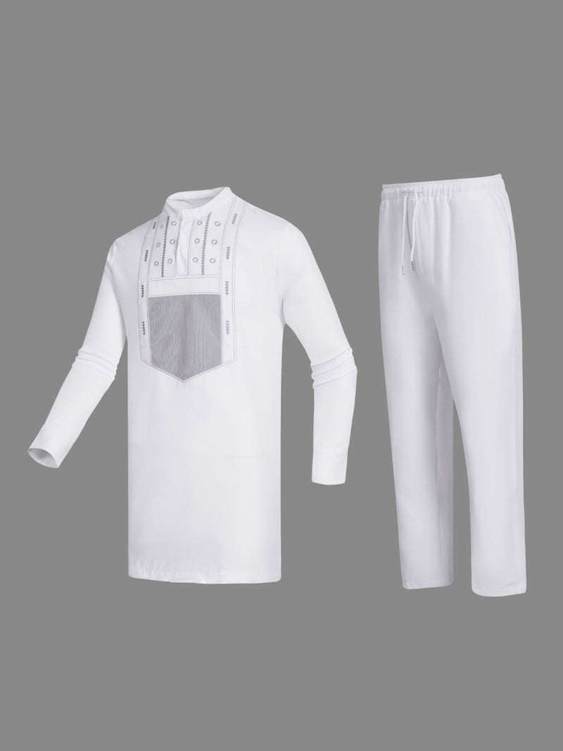Plus Size Heavy Embroidered Long Sleeve Men's Set