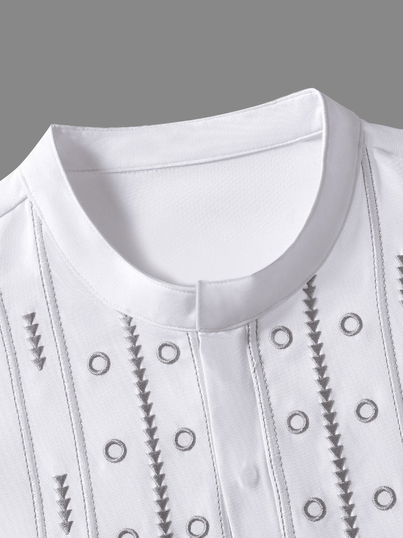 Plus Size Heavy Embroidered Long Sleeve Men's Set
