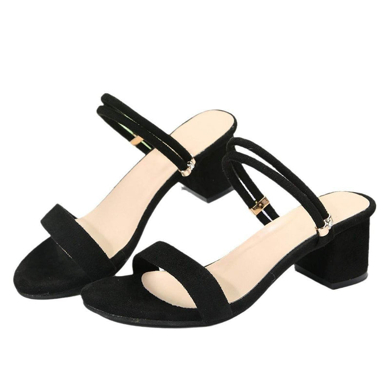 Buycenter Plus Size Chunky Heel Slippers - Stylish Open Toe Pumps