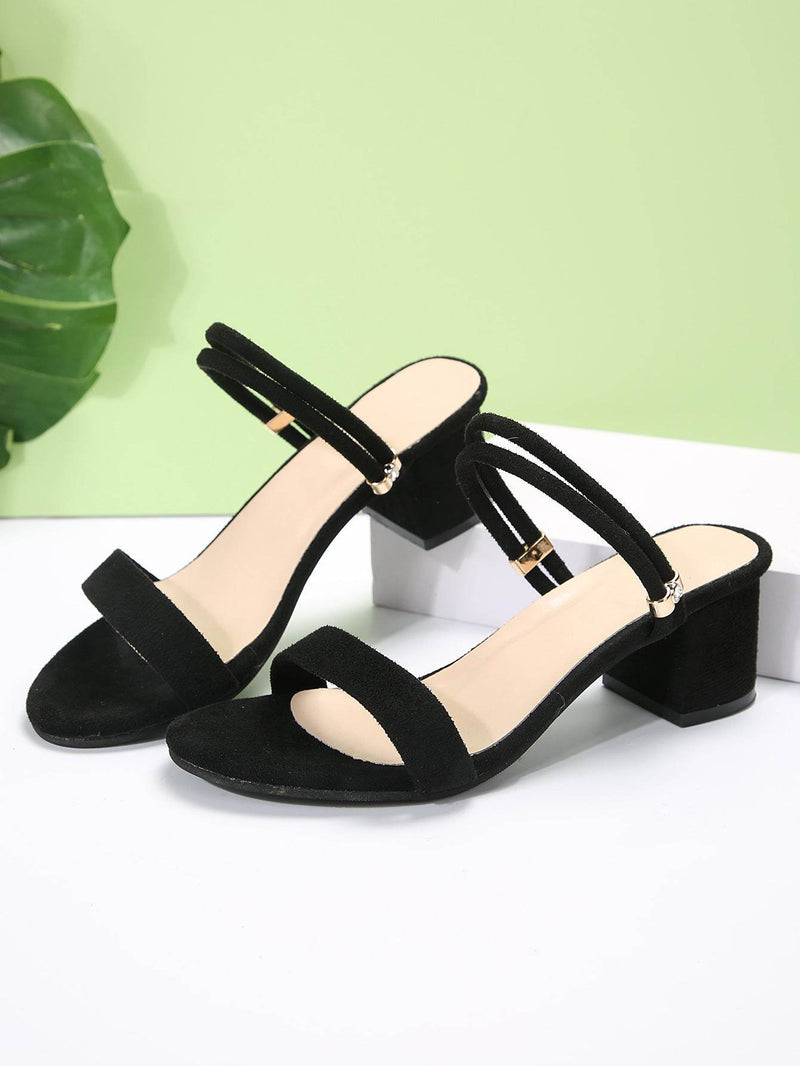 Buycenter Plus Size Chunky Heel Slippers - Stylish Open Toe Pumps