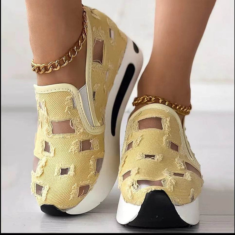 Plus Size Wedge Flats for Women - Breathable Hidden Heels, Stylish Colors