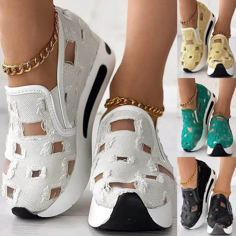 Plus Size Wedge Flats for Women - Breathable Hidden Heels, Stylish Colors