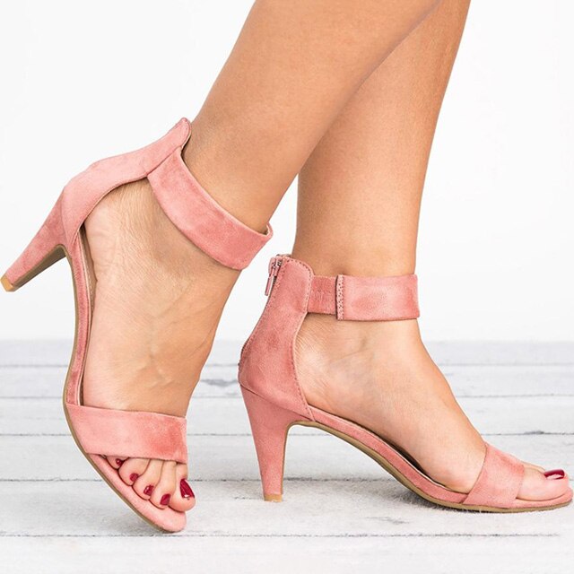 2020 Women Pumps Leopard High Heels New Women Shoes Summer Women Sandals Kitten Heels Zipper Women Heels Female Plus Size 43