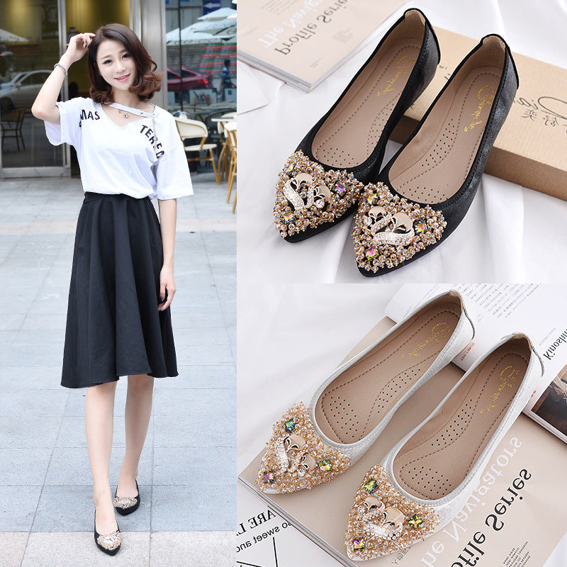 Petite to Plus Size Dressy Diamante Pointed Ballet Flats (32-45)