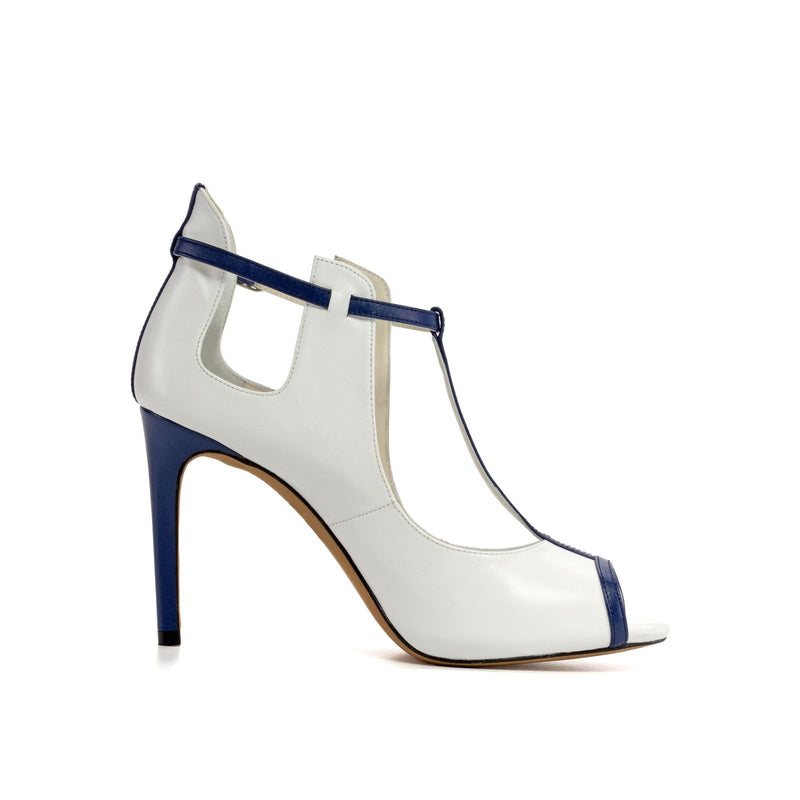 Women's Barcelona Leather High Heels Wide Plus Size Deep Blue 5860