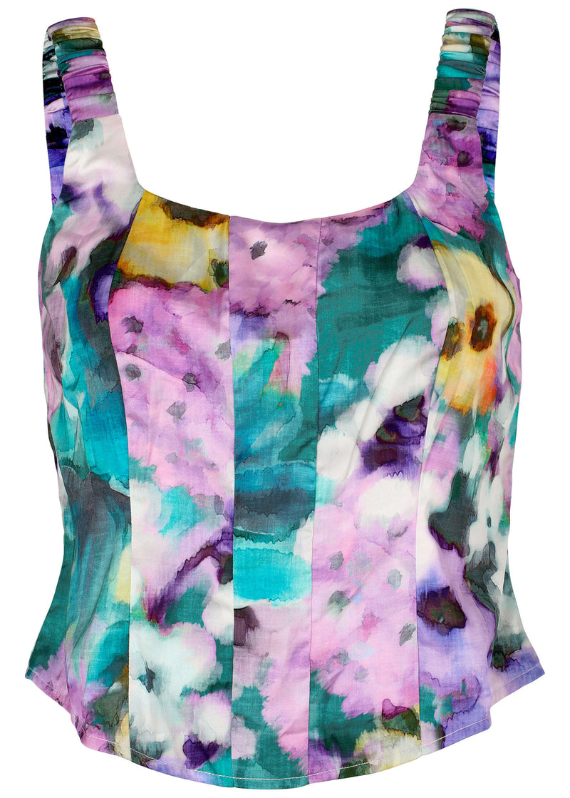 Printed Corset Top  - Monet's Garden
