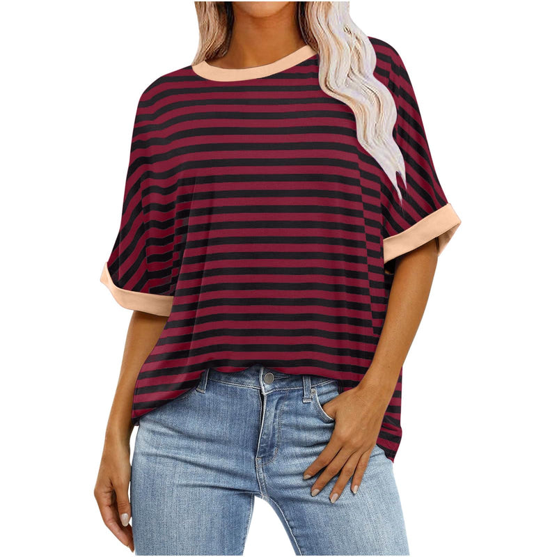 Generic Plus Size Blouses for Women 4x-5x Clearance Large Short Sleeve Work Tops for Women White Tshirt Women Plain Tees for Women Summer Workout Clothes for Women, A3_red