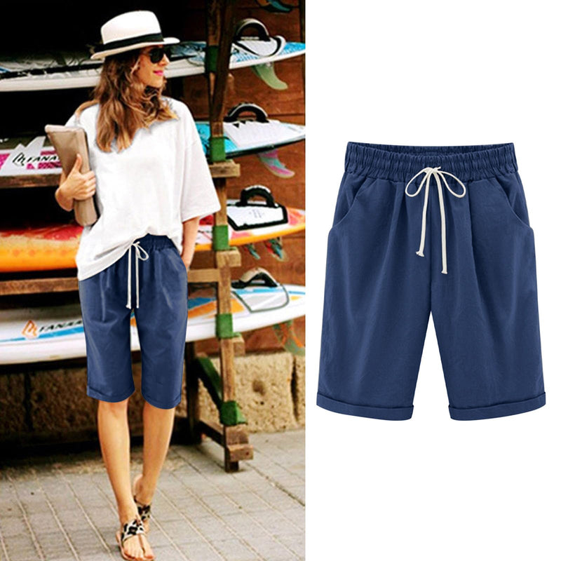 womens plus size shorts clearance Long Shorts for Women Trendy Casual Summer 2024 Drawstring Bermuda Shorts Loose Fit Resort Wear Lounge Shorts Clothing Peime My Orders lightning deals of today prime