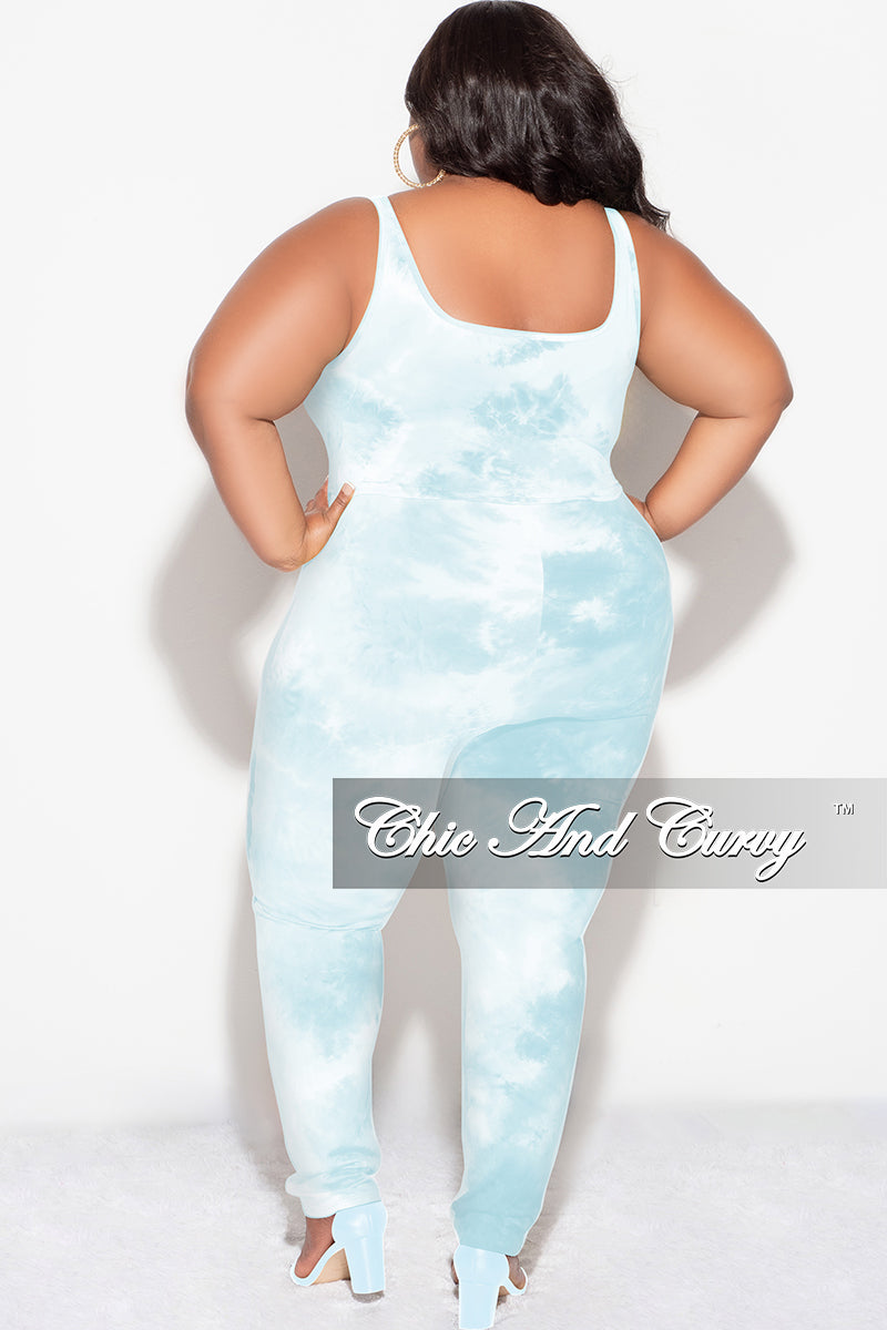 Final Sale Plus Size 3pc (Duster, Crop Tank Top & Pants) Set in Blue Cloud Print