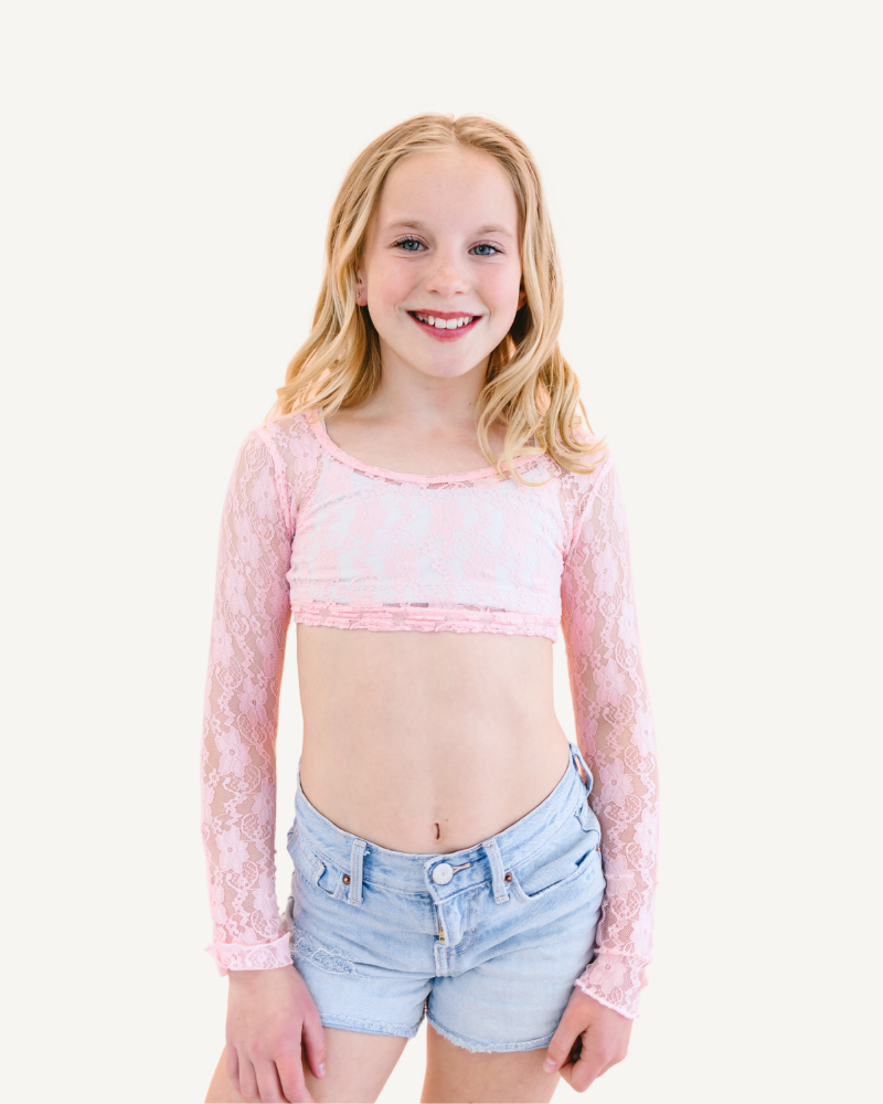Girlee Long Sleeve Pink Lace