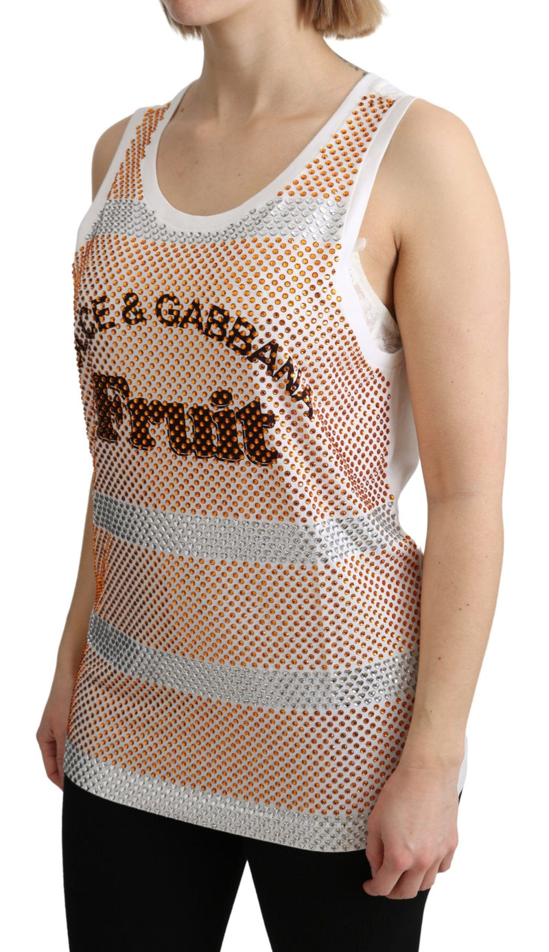Dolce & Gabbana Crystal Embellished Sleeveless Cotton Women's Top