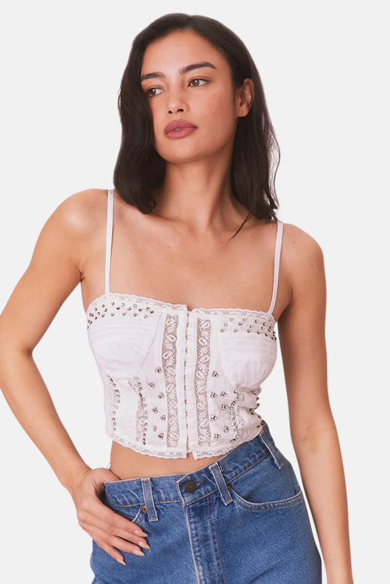 Embellished Rosabella Cami Top True White