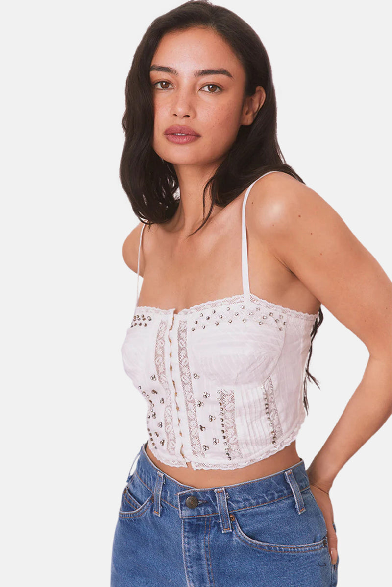 Embellished Rosabella Cami Top True White