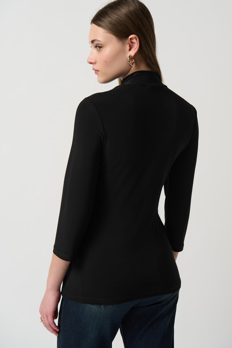 Silky Knit Top With Embellished Cutout Neckline 234195