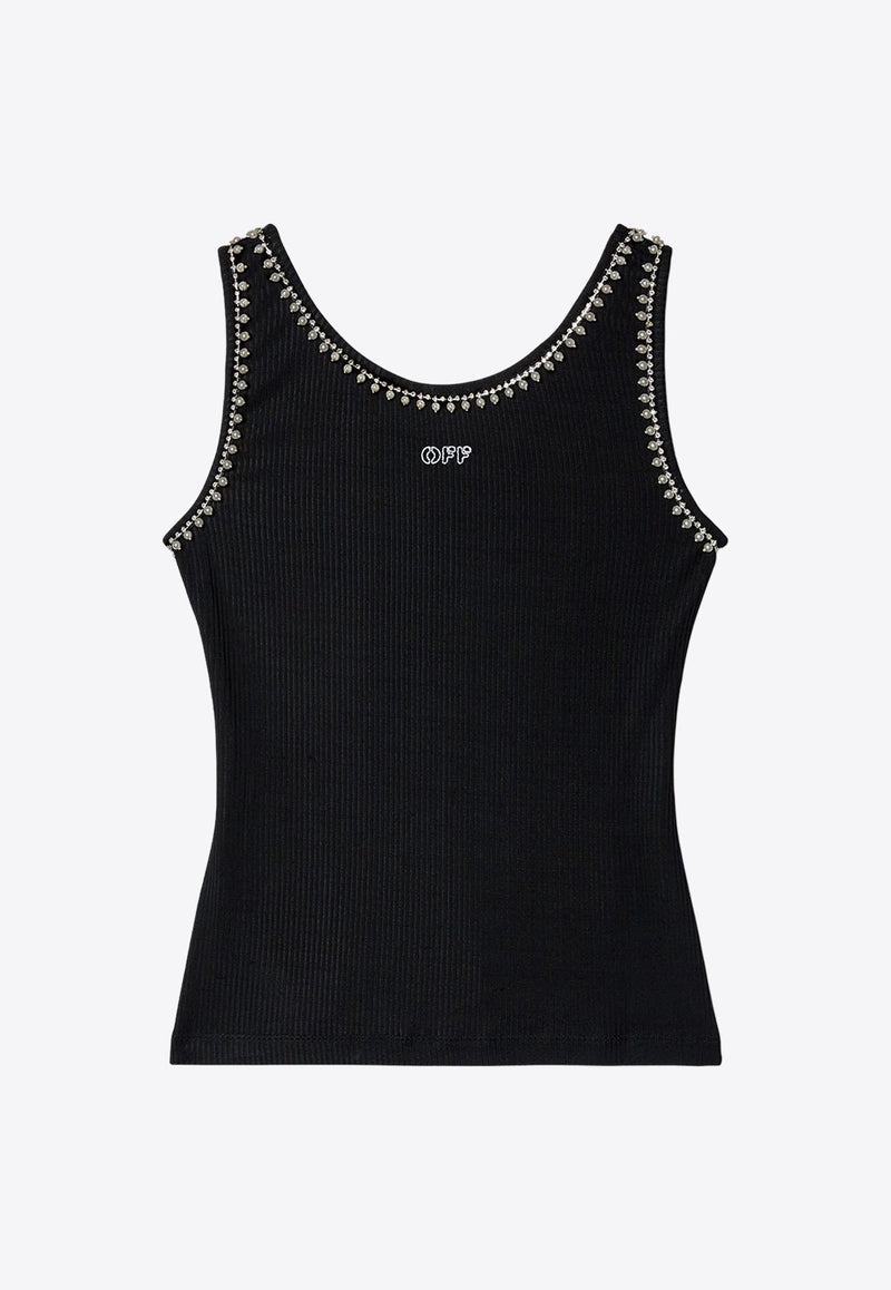 Pearl Embellished Ribbed Tank Top