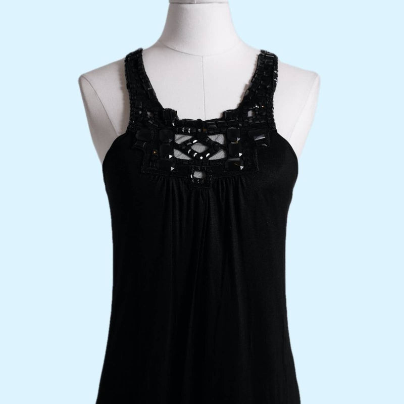 TOPSHOP Vintage Black Embellished Sleeveless Top