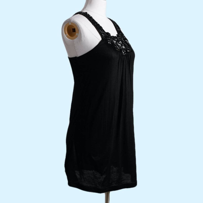 TOPSHOP Vintage Black Embellished Sleeveless Top