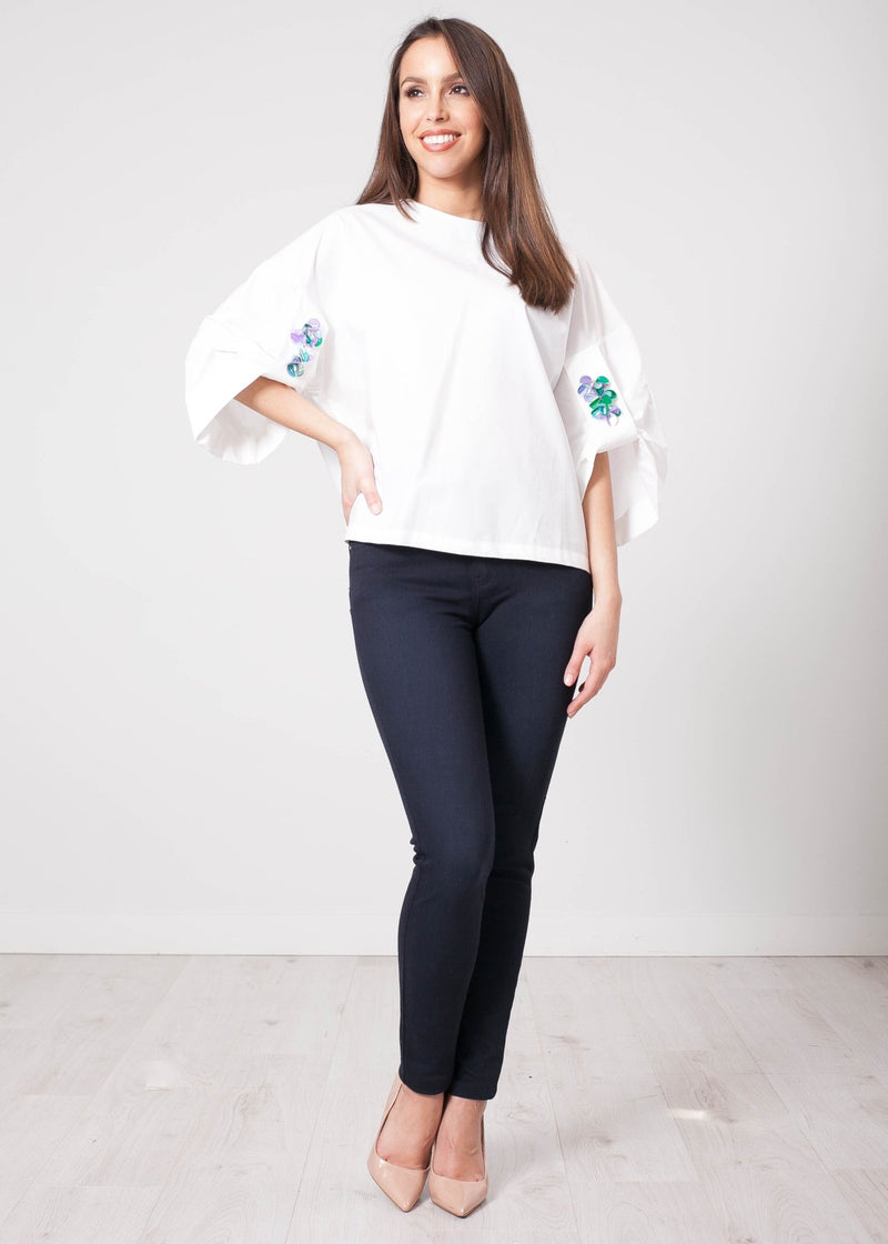 Eva White Embellished Top