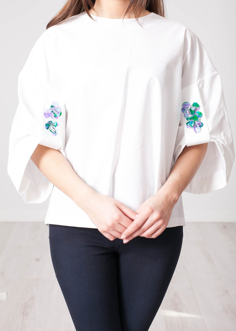 Eva White Embellished Top