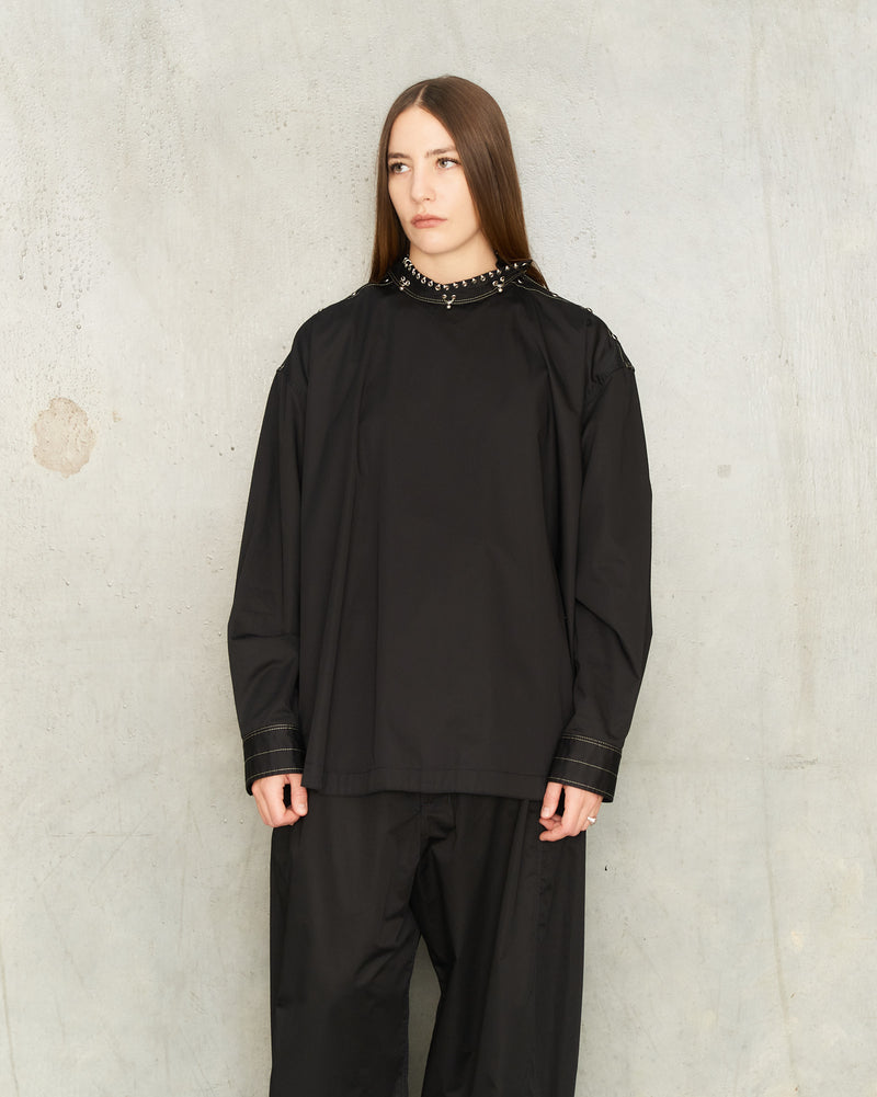Black Embellished Metal Top