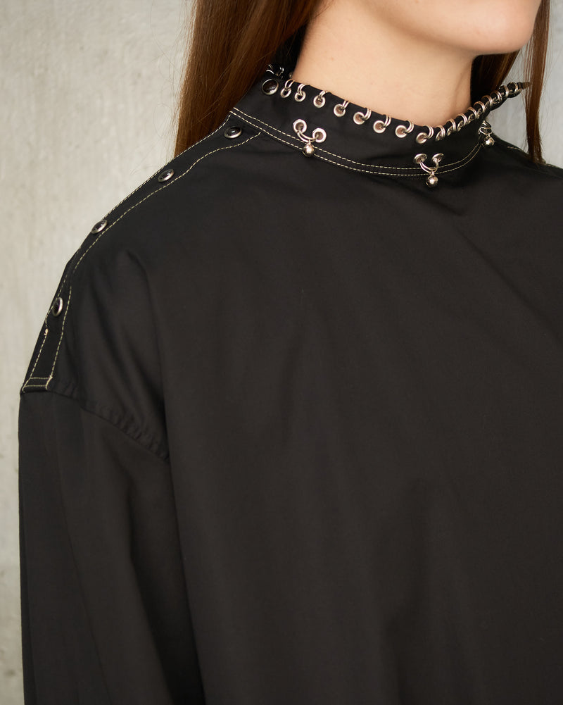 Black Embellished Metal Top