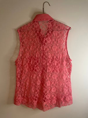 Rubynee Vintage y2k Womens coral sleeveless Embellished Blouse Top Size S
