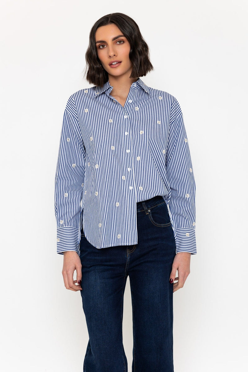 Embellished Blue Stripe Shirt