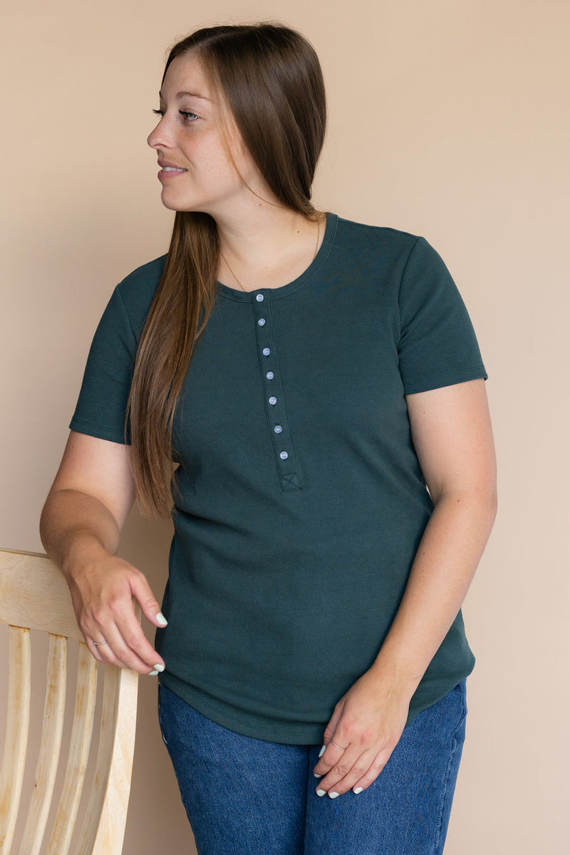 T-shirt TALIA à boutons - émeraude
