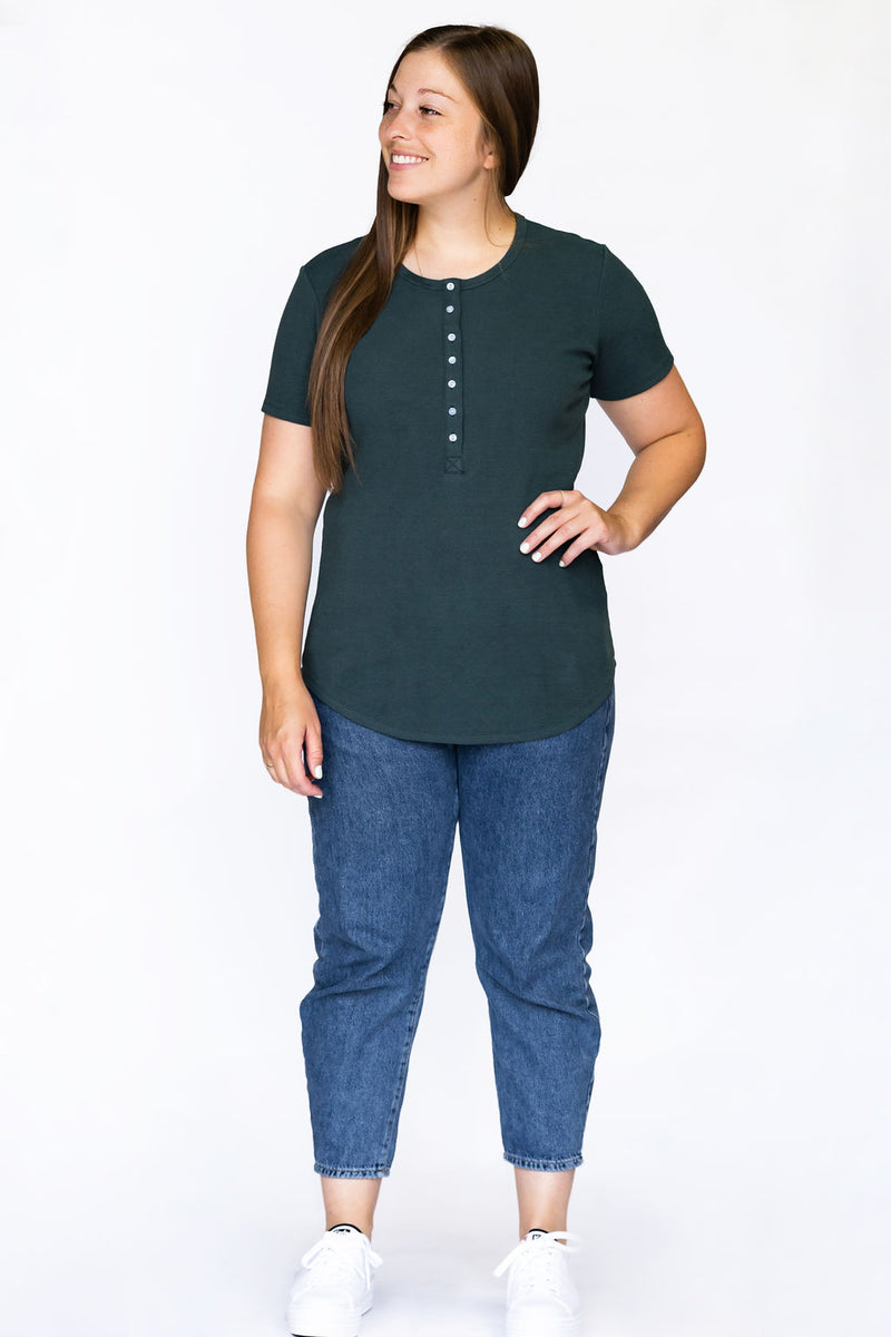 T-shirt TALIA à boutons - émeraude