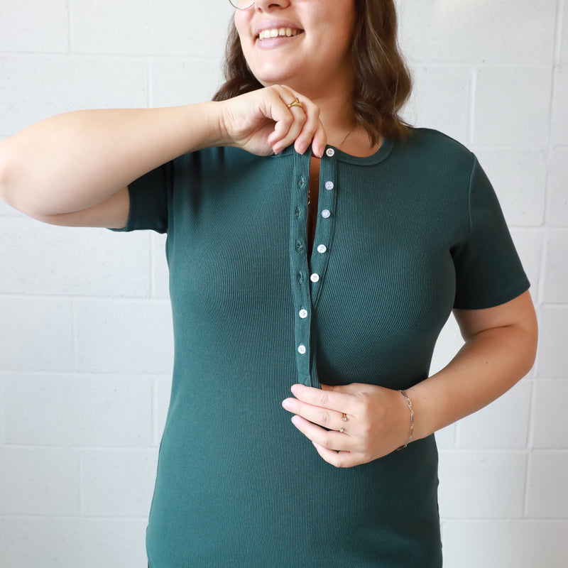 T-shirt TALIA à boutons - émeraude