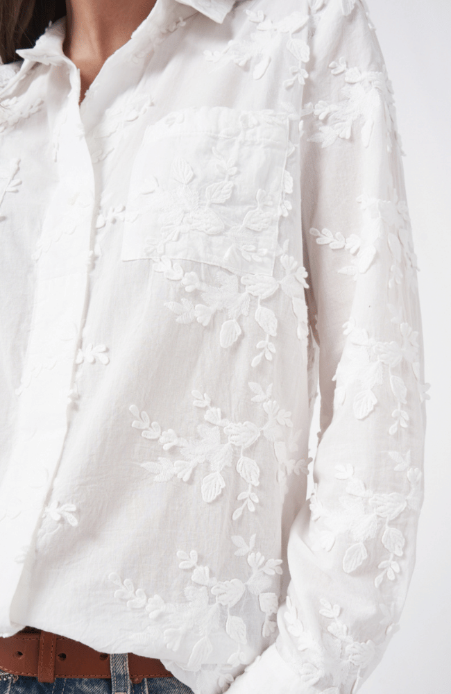 COTTON EMBELLISHED BLOUSE in WHITE