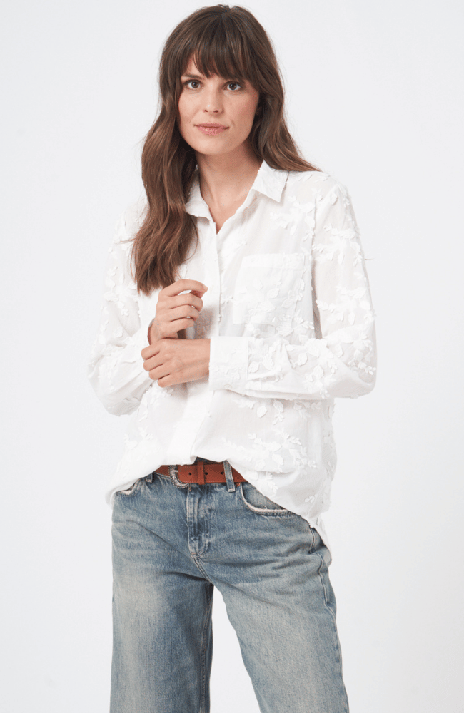 COTTON EMBELLISHED BLOUSE in WHITE